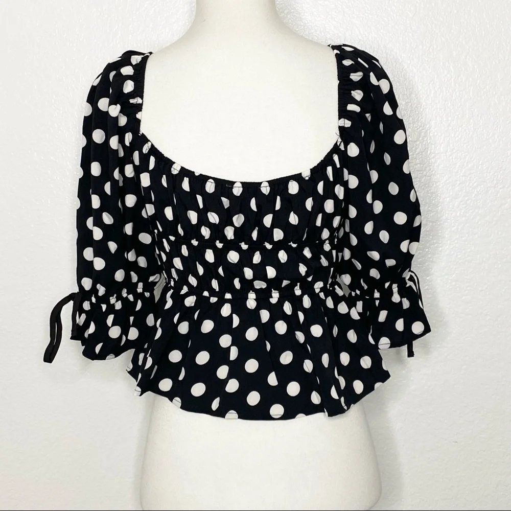 2BELLA Polka Dot Milkmaid Top - Picture 2 of 5